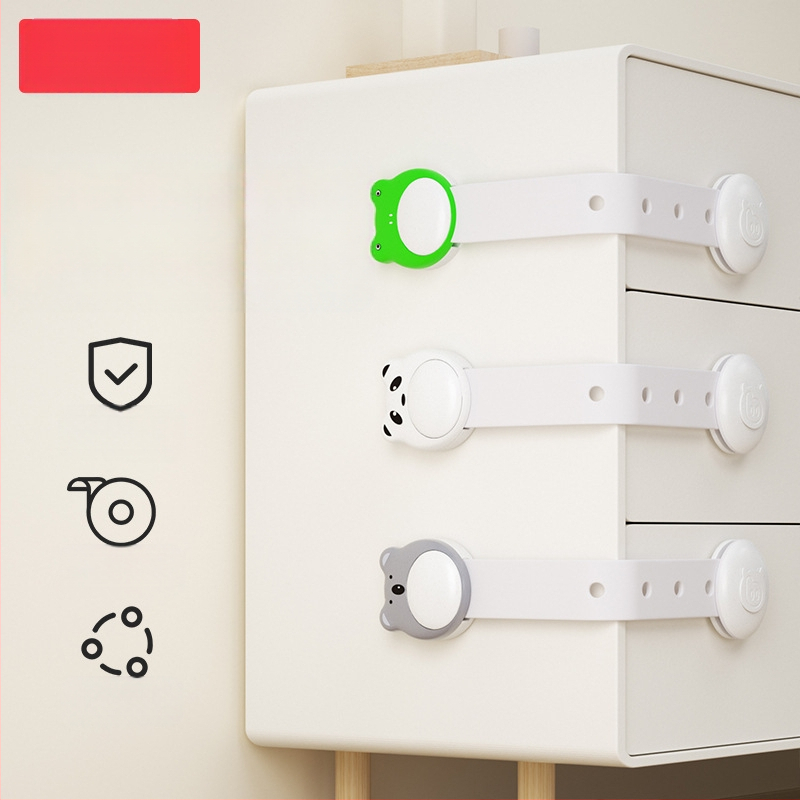 Bangbang Pig daugiafunkcinis vaiko saugos užraktas spintelėms ir stalčiams, prieš prispaudimą, 3 vnt pakuotė, brūkšninis kodas 6955021809269