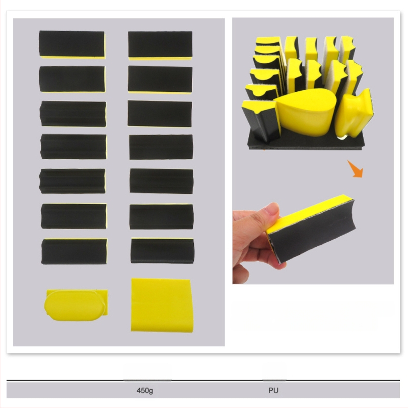 Rokas slīpēšanas disks ar Velcro savienojumu, 16 gab., sajaukta forma, PU putas, smilšu papīrs