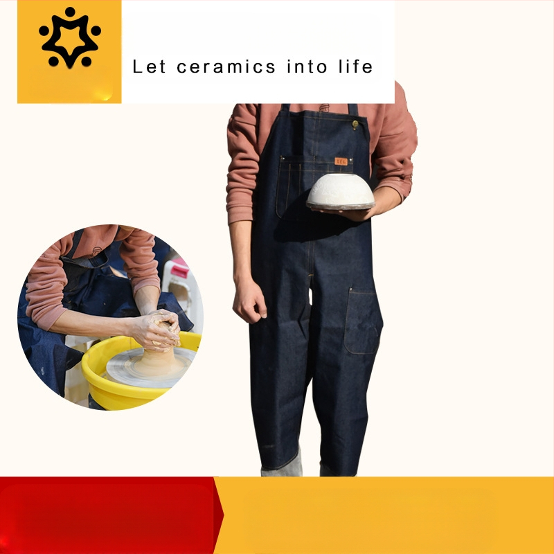 Rész nélküli kötény kettős láb dizájnnal, anti-szennyező kialakítás és hordozható zseb – Water Meteor Ceramic, Modern minimális stílus