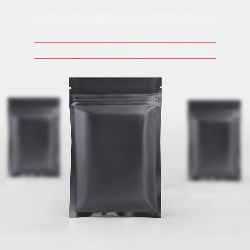 Samozatvarajuća vrećica s matnim crnim dnom, laminirana aluminijska folija na plastici, prilagodljiva duljina zatvaranja