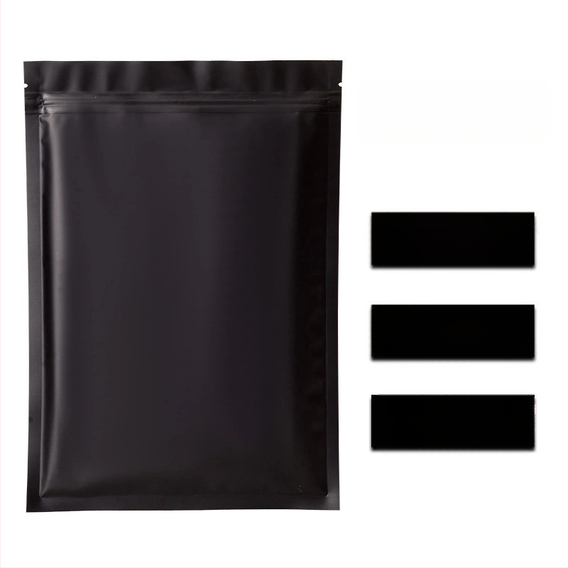 Samozatvarajuća vrećica s matnim crnim dnom, laminirana aluminijska folija na plastici, prilagodljiva duljina zatvaranja