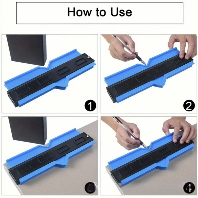 Ξυλουργικός μετρητής περιγράμματος με στρογυλεμένες γωνίες, πολυλειτουργικός κανόνας προφίλ για καμπύλες