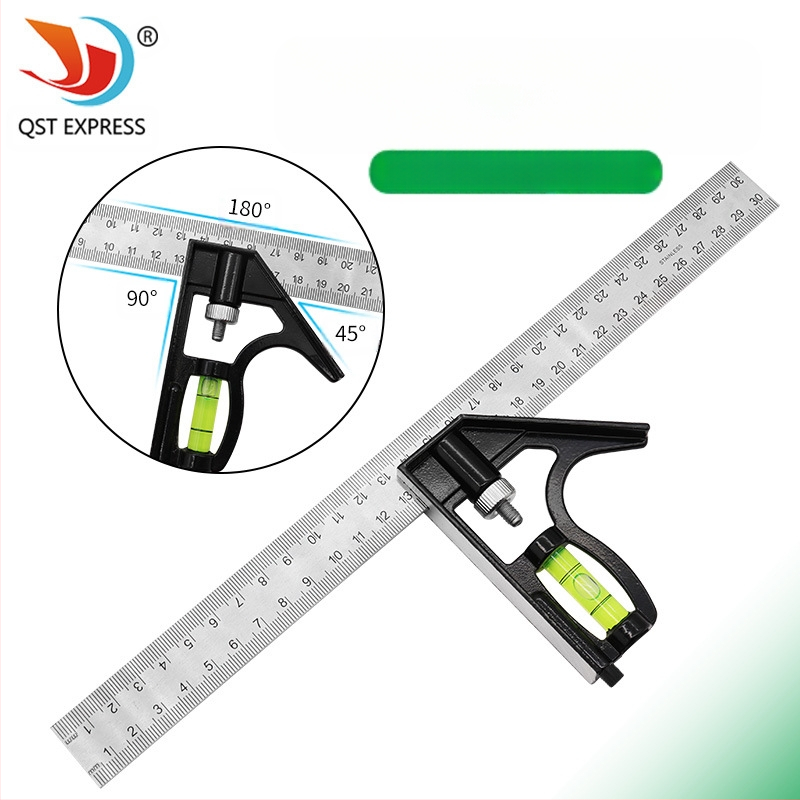 Συνδυασμένος μετρητής γωνίας, εμβέλεια μέτρησης 0–300 mm, 45° ορθογώνιος γωνία, για ξυλουργική, βάρος 136 g