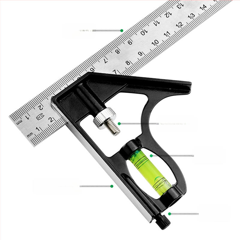 Συνδυασμένος μετρητής γωνίας, εμβέλεια μέτρησης 0–300 mm, 45° ορθογώνιος γωνία, για ξυλουργική, βάρος 136 g