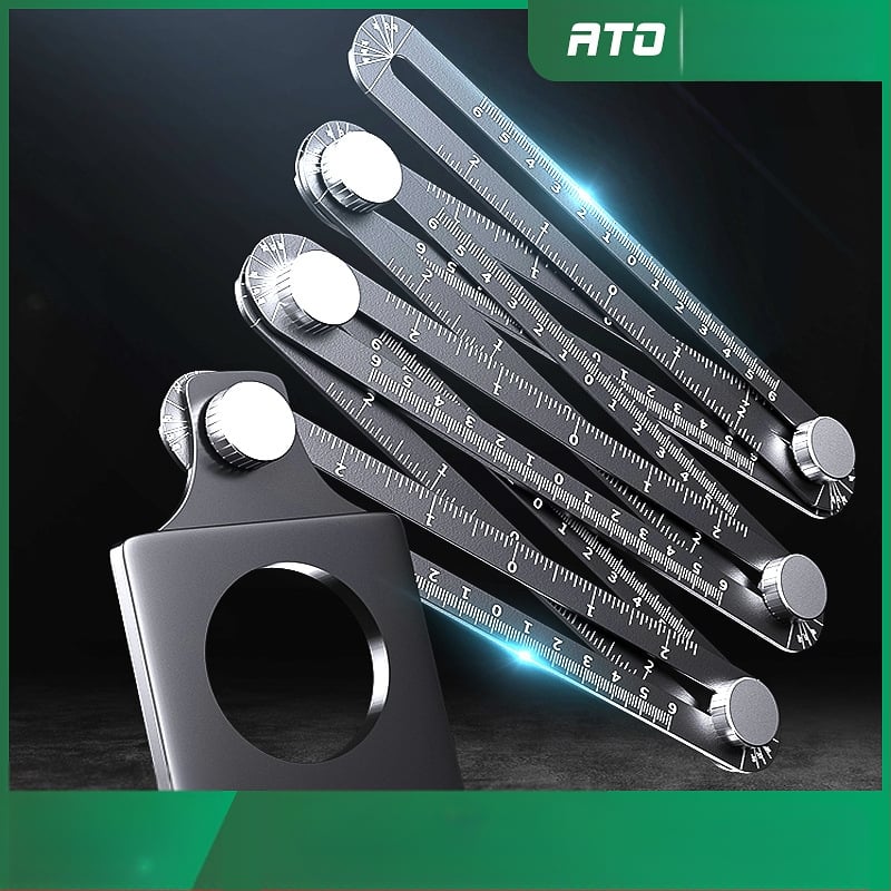 ATO Алуминиев локатор за отвори в плочки, шестократно сгъваем, универсален пробивен инструмент за плочки, тухли и стъкло