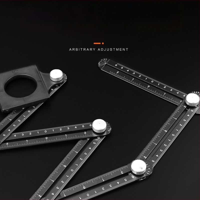 ATO Алуминиев локатор за отвори в плочки, шестократно сгъваем, универсален пробивен инструмент за плочки, тухли и стъкло