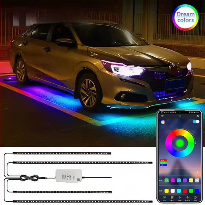 Automobilio šasies šviesa – daugiaspalvė, APP valdymas, balsų valdymas; modelis Symphony chassis light; galia 10 W, įtampa 12 V, srovė 5 A; ABS