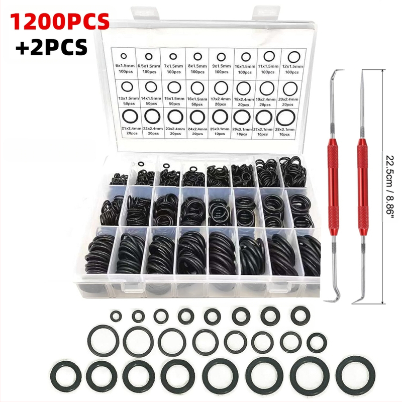 RT nitril gumi O-gyűrű csővezetékekhez és autójavításhoz, modern-minimalista stílus, 1200 darabos készlet