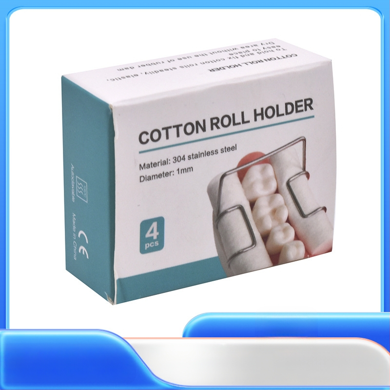 Fogászati gyapottekercs klipek, rozsdamentes acélból; 4 db/doboz; tömeg kb. 10 g/doboz