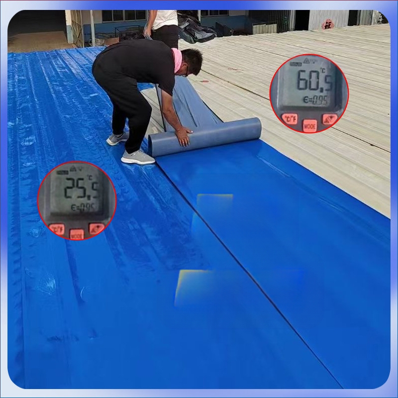 TPU ūdensnecaurlaidīga membrānas jumta ruļļa — pašlīmējoša, slāņveida konstrukcija, taisnstūra forma; Materiāls: TPU; kodols: TPU ūdensnecaurlaidīga membrāna; Funkcija: ūdensnecaurlaidība, mitruma aizsardzība