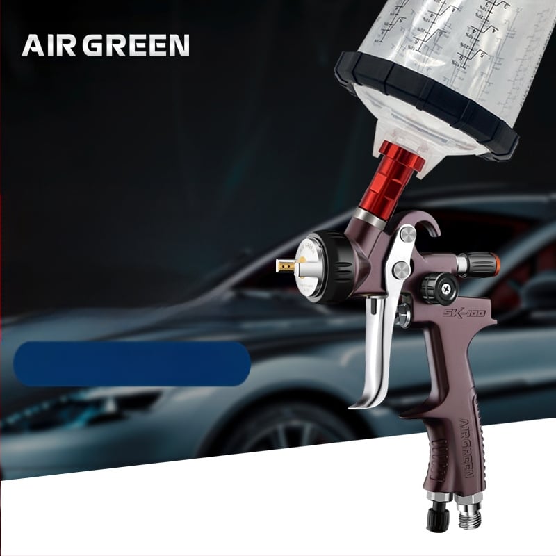 AIR GREEN SK100 automobiļu krāsošanas smidzinātājs ar augstu atomizāciju, pudeles tips, virsējā lakas pārklājumam