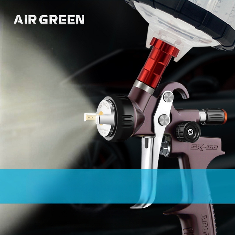 AIR GREEN SK100 automobilių dažų purkštuvai su dideliu atomizavimu, indelio tipu, viršutiniam lakavimui