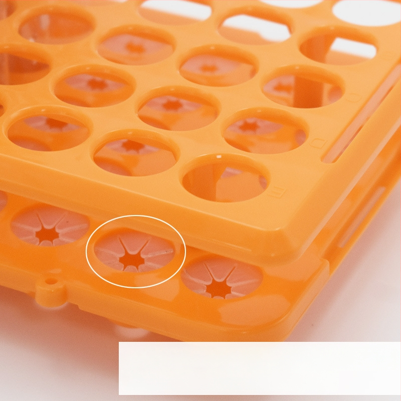 Testu caurulīšu plaukts, 50 caurumi, sterils, noņemams, piemērots asins paraugu caurulēm un paraugu pudelēm