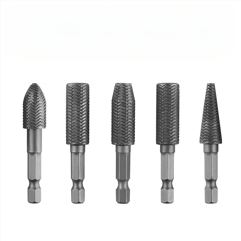 Петчленен комплект електрически въртящи се файлове, стоманени, кръгло сечение, еднозърнест модел, за нерудни метали