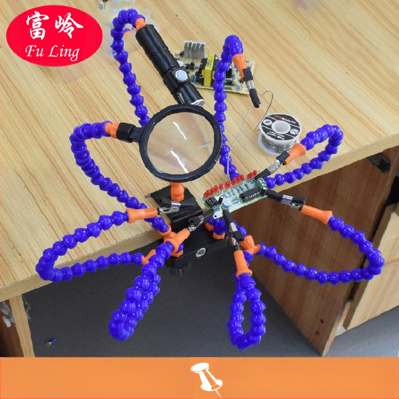 Fuling универсален държач за спойка на PCB платки, изработен от въглеродна стомана, осем щипки, предназначен за ремонт на електронни платки в телекомуникациите