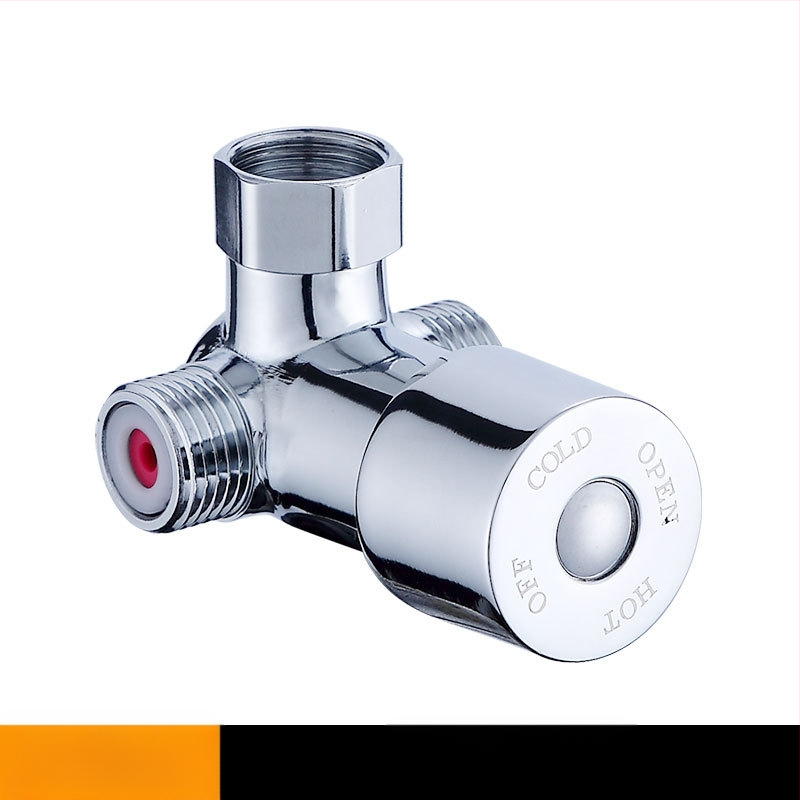 Mu Bin termostatinis temperatūros reguliatorius su jutikliniu čiaupu, 2 įv. 1 išv., 3-šakos maišymo vožtuvas vandens šildytuvui, modelis 62325, darbinis slėgis 0.8 MPa, šaltas 10°C, karštas 80°C