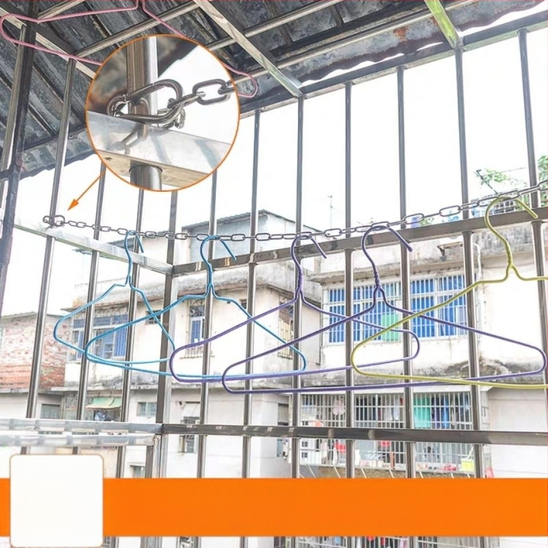 304 nerūsējošā tērauda bezšuvju žāvēšanas aukla drēbēm ar biezu ķēdi