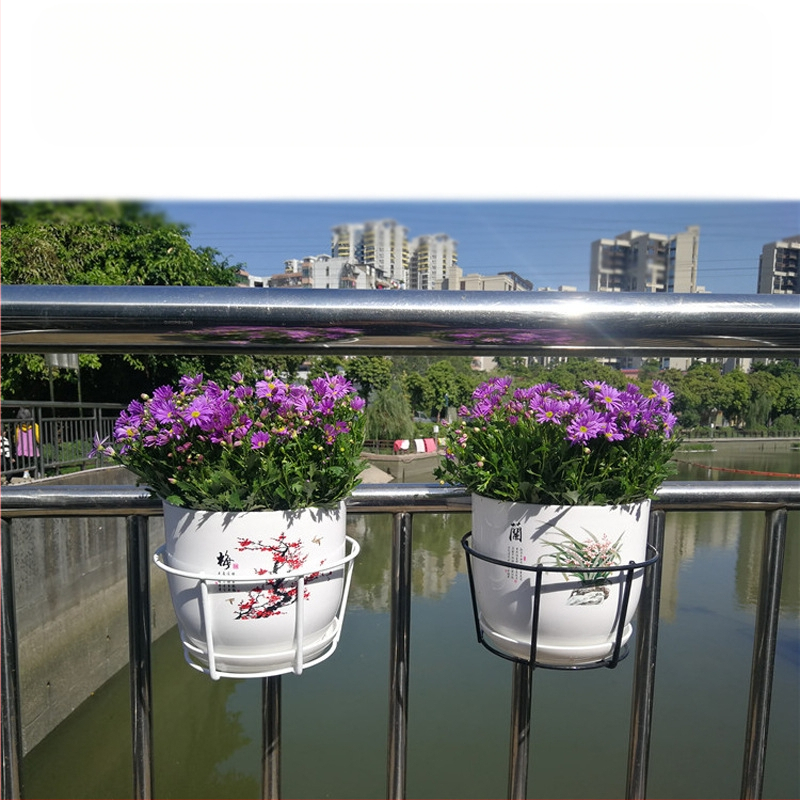 Metalinė balkono lentyna augalams, pakabinamas tipas, vieno aukšto, Round Series modelis, paprastas ir šiuolaikiškas stilius, derinamas