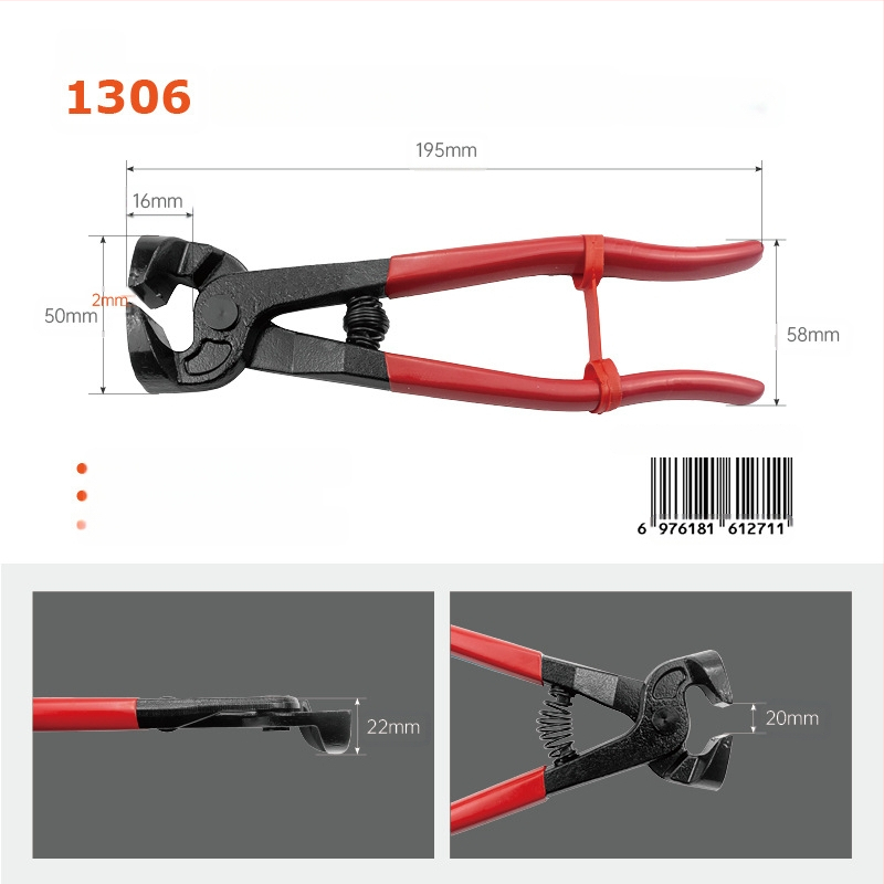 Mejialong knaibles flīzēm un stiklam ar apaļu atveri un dubultu rulli, mozaikas griešanas instruments, augstas oglekļa tērauds, 0,23 kg