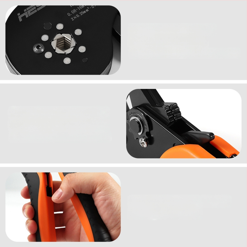 HESO HSC816-6A vamzdinių terminalų krimpo žnyplės, 0,08–16 mm, didelis tikslumas VE terminalui