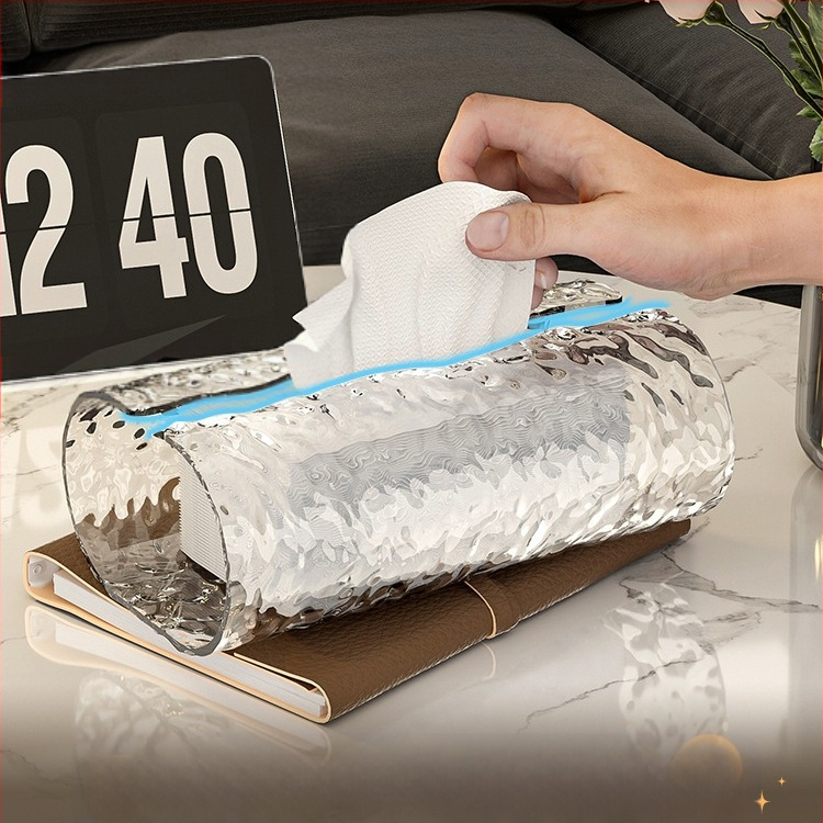 Vandens bangų rašto servetėlių dėžutė – plastmasė, atspari vandeniui, skirta ištraukiamoms servetėlėms, šviesos prabangos stilius, modelis 1