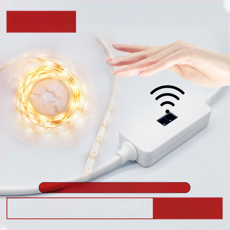 2835-ös LED-szalag szekrényekhez indukciós mozgásérzékelővel, vízálló, USB 5V interfész, 60 LED