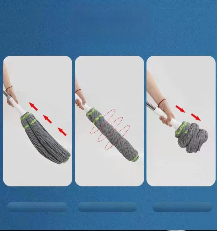 Griežamais mops ar twist mehānismu – mikrošķiedras galva, nerūsējošā tērauda kāja, teleskopisks garums 84–130 cm, noslaukšanas līmenis 80–90%