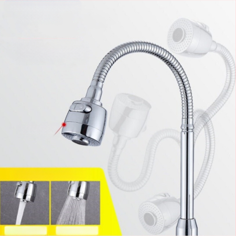 Virtuvės čiaupo aeratorius su universaliu pasukamu kampiniu jungtimi — ABS + nerūdijantis plienas, lietaus funkcija, vamzdinis sujungimas, modelis FGR545745, darbinė temperatūra 1–90°C