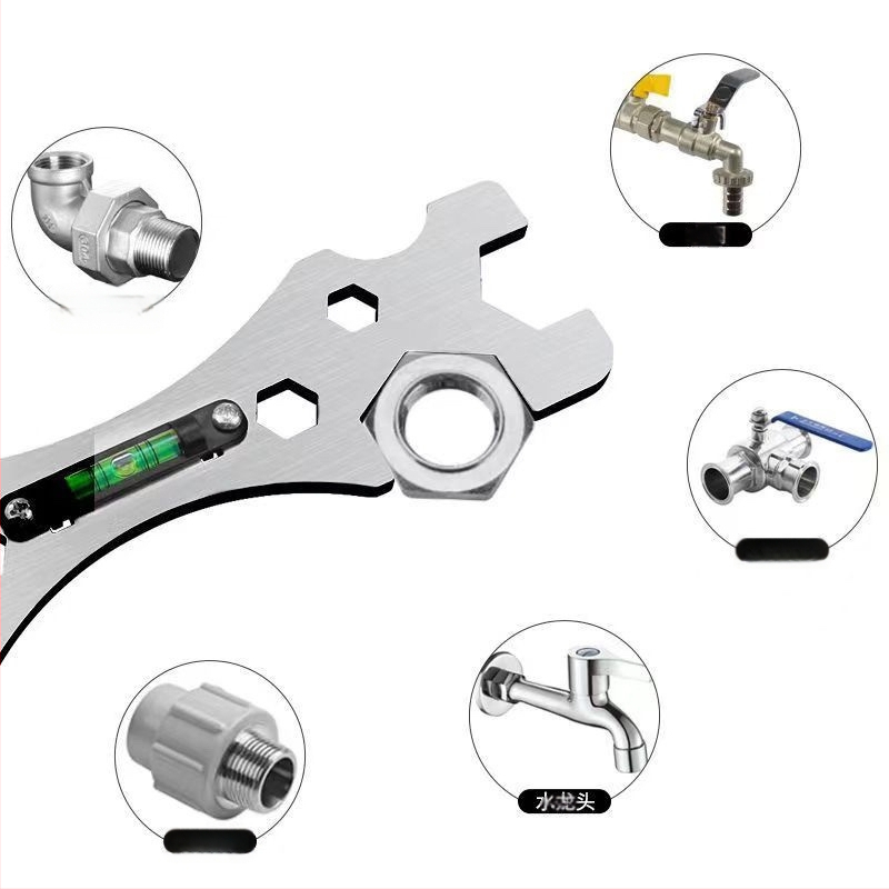 Универсален ключ за душ за монтаж в банята – неръждаема стомана, полирана повърхност, тегло 0,15 кг, шестоъглена глава