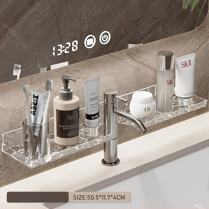 Sieninis kosmetikos laikiklis po praustuvą - plastikas, 1 lygis, 5 kg apkrova, lengvas stilius – luksas