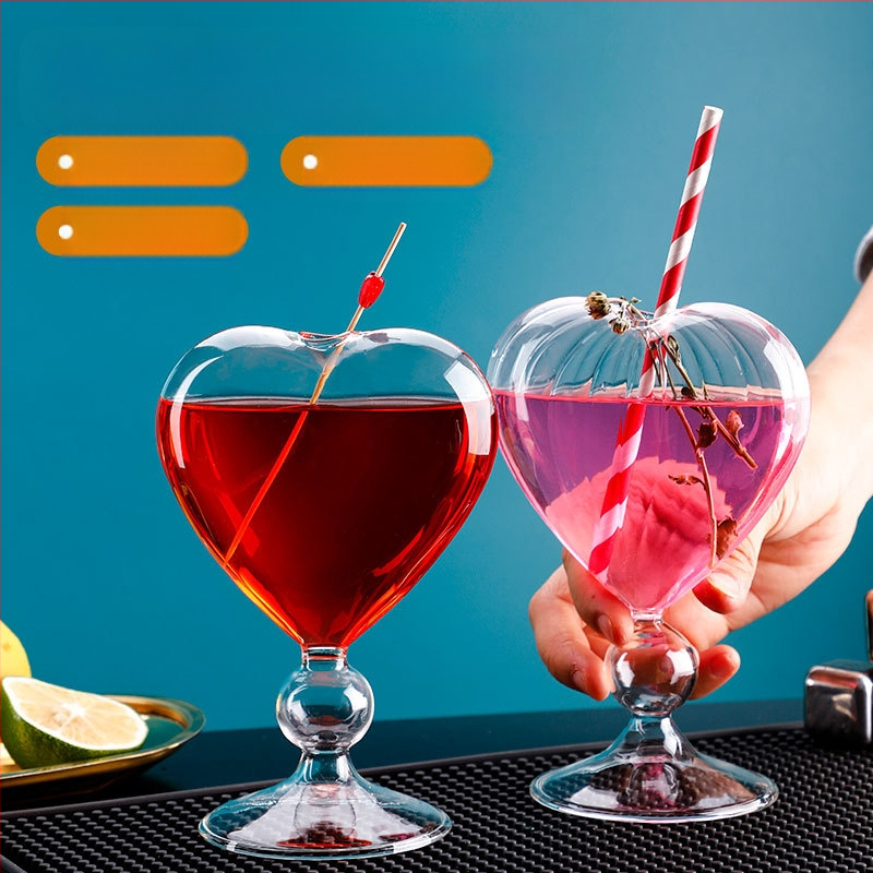 Two Bar südamekujuline klaas kokteiliklaas, jaapani stiilis, logotip trükitud, veiniklaas