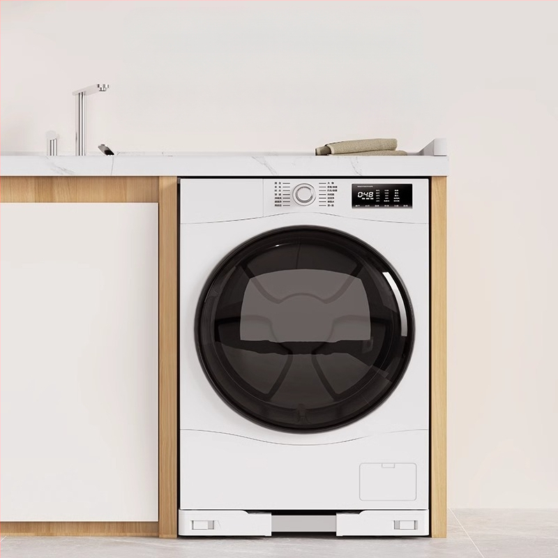 Kompakta ultraplāna iebūvētā veļasmasīnas pamatne ar paceltu rāmi — nerūsējošais tērauds, antislīdējoša, pārvietojama, 1 slānis.