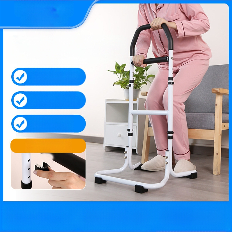 Стойка за изправяне край леглото за възрастни с подлакътник към тоалетната — монтаж без пробиване, алуминиева сплав, модел YC1226