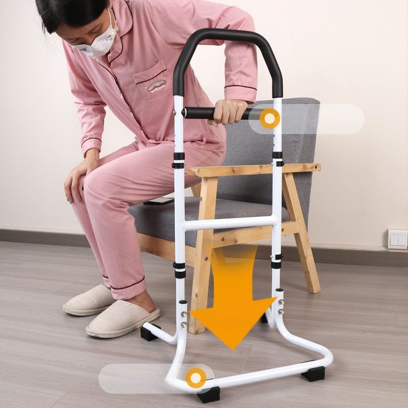 Стойка за изправяне край леглото за възрастни с подлакътник към тоалетната — монтаж без пробиване, алуминиева сплав, модел YC1226