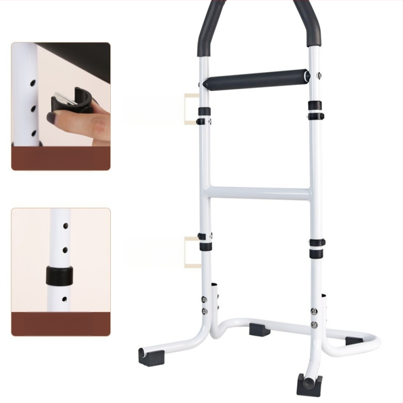 Стойка за изправяне край леглото за възрастни с подлакътник към тоалетната — монтаж без пробиване, алуминиева сплав, модел YC1226