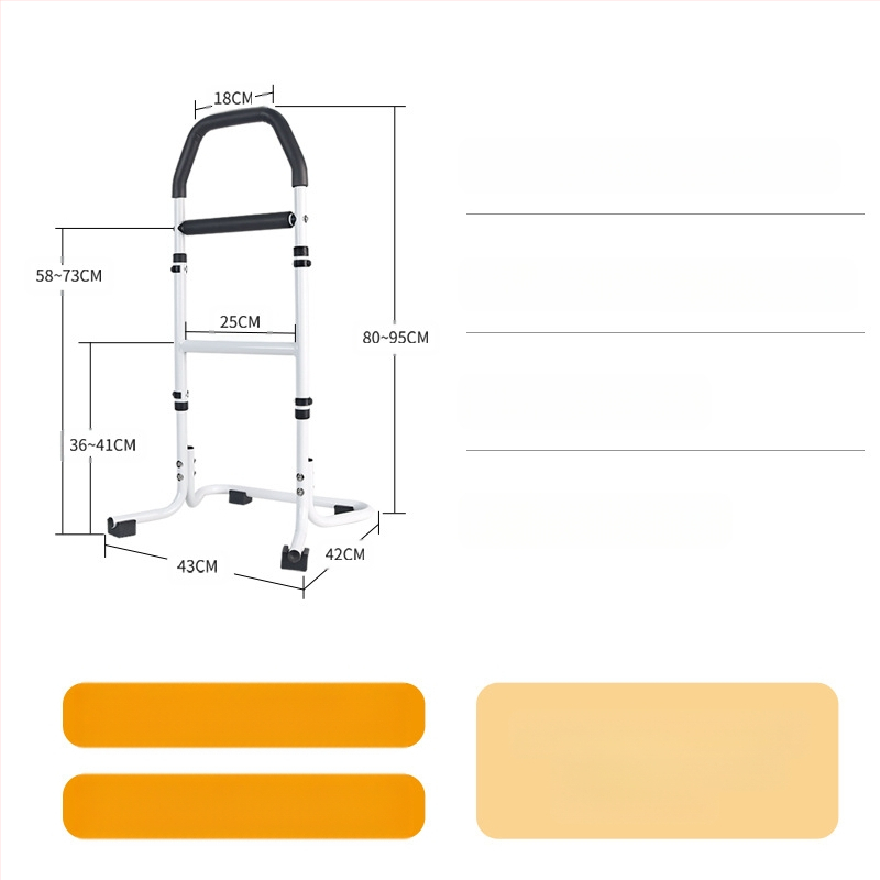 Стойка за изправяне край леглото за възрастни с подлакътник към тоалетната — монтаж без пробиване, алуминиева сплав, модел YC1226