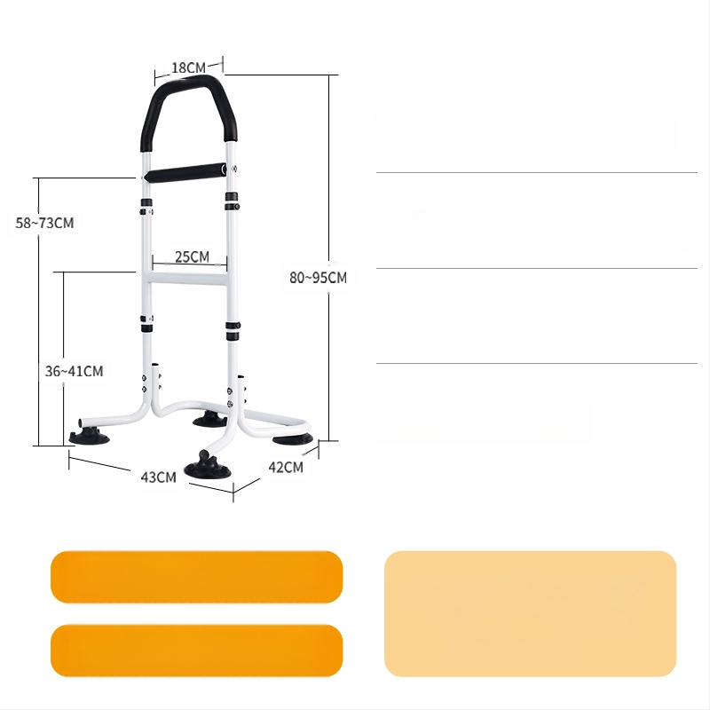 Стойка за изправяне край леглото за възрастни с подлакътник към тоалетната — монтаж без пробиване, алуминиева сплав, модел YC1226