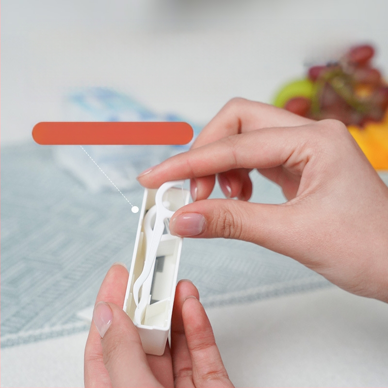 Φορητό κουτί οδοντικών νήματων με αυτόματη εξαγωγή και αποθήκευση, τύπος πατήματος, μιας χρήσης, 80–100 τεμάχια