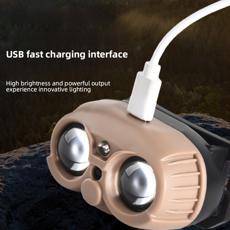 Смарт LED челник с USB зареждане и сензор, 3W, 400mAh, преносим за къмпинг, нощно риболов и бягане