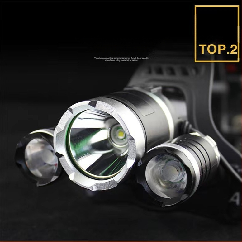 Челна лампа със 3 LED глави, презареждаща се, 10W, 2400 mAh, обхват 200–500 m за открити дейности