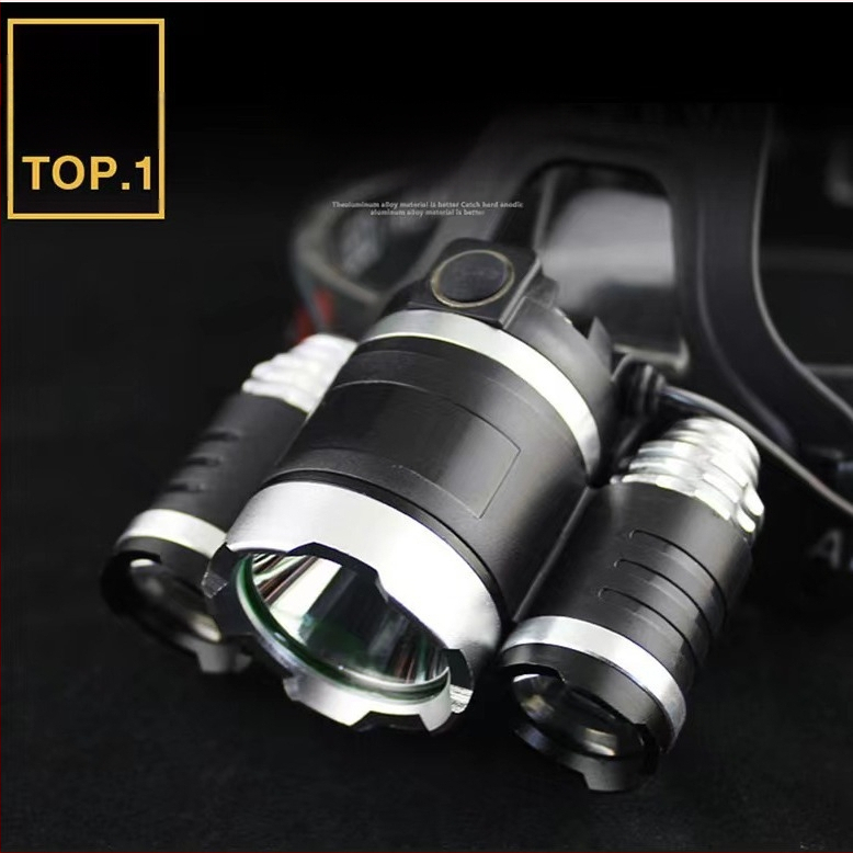 Челна лампа със 3 LED глави, презареждаща се, 10W, 2400 mAh, обхват 200–500 m за открити дейности