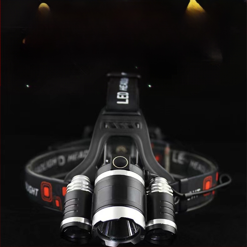 Челна лампа със 3 LED глави, презареждаща се, 10W, 2400 mAh, обхват 200–500 m за открити дейности