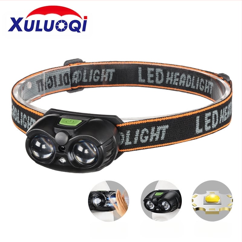 USB зареждаща челна лампа с XPG LED, преносима, лъч 100–200 m, вградена 400 mAh 14500 литиева батерия, ръчно захранване