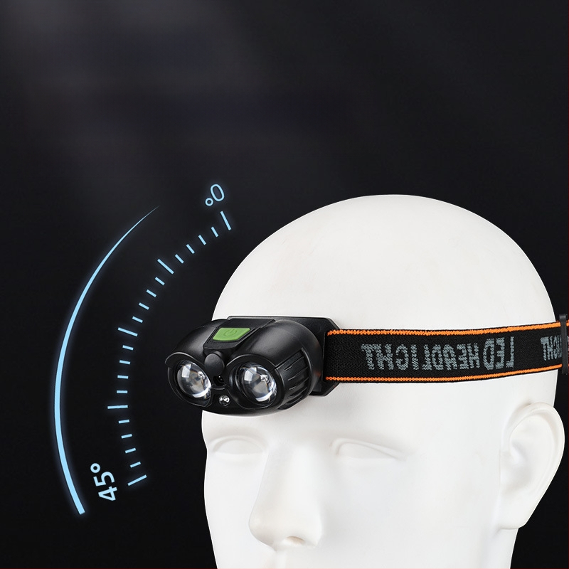 USB зареждаща челна лампа с XPG LED, преносима, лъч 100–200 m, вградена 400 mAh 14500 литиева батерия, ръчно захранване