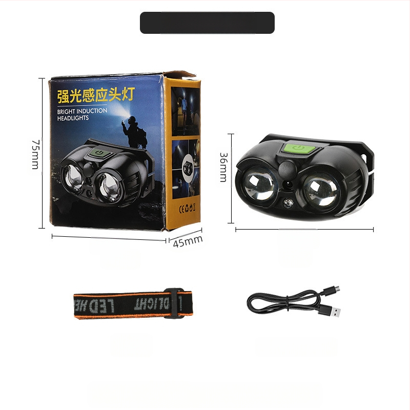 USB зареждаща челна лампа с XPG LED, преносима, лъч 100–200 m, вградена 400 mAh 14500 литиева батерия, ръчно захранване