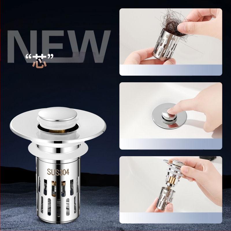 US standardni odvodni čep za umivaonik s bakrenim jezgrom, filtr od nehrđajućeg čelika 304, ABS premaz bakrom — Model E1