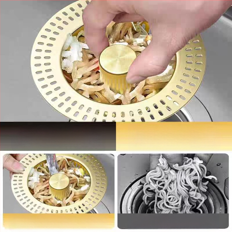 Φίλτρο νεροχύτη από ανοξείδωτο χάλυβα 304 με pop-up bounce core - μοντέλο Golden strainer sink bounce core, μάρκα An Yu, τύπος bounce, μορφή launching, στυλ Modern simplicity