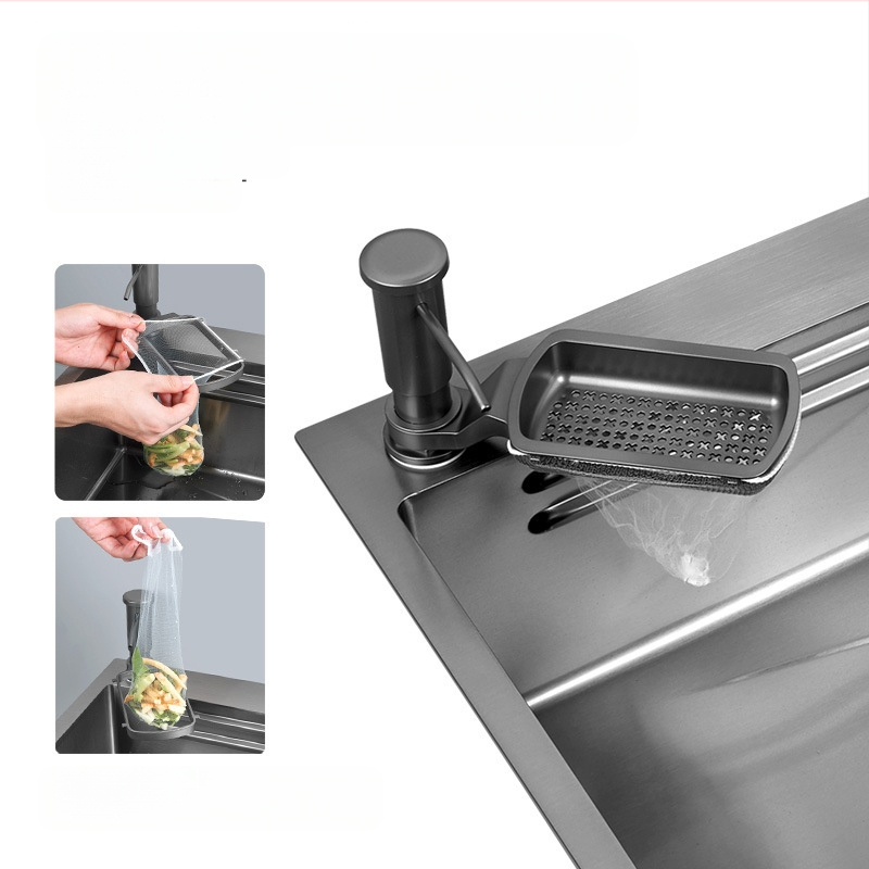 Δοχείο σαπουνιού με προεκτειόμενο σωληνάκι για νεροχύτη κουζίνας (Μεγάλη χωρητικότητα, χειροκίνητο πατητήρι, ABS, μοντέρνο μινιμαλιστικό στυλ, Hongfeng)