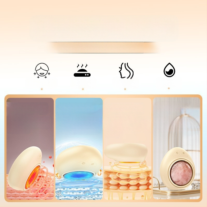 Kosmētikas instruments — Jade sejas masieris, Pārvietojams, Mājas lietošanai, IPX6 ūdensdrošība, 800–1000mAh iebūvētā baterija, balināšana, mitrināšana, ādas atjaunošana, krāsains apgaismojums