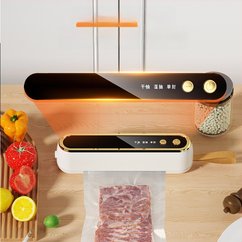 Безжична ръчна вакуумна машина за запечатване на храна у дома — 40W, 7.4V, зареждане, пластмасов корпус, капацитет под 500 мл.